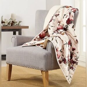 Martha Stewart Collection Quilt Gilded Floral Velvet Throw 50 X 60 Beautiful 🪷